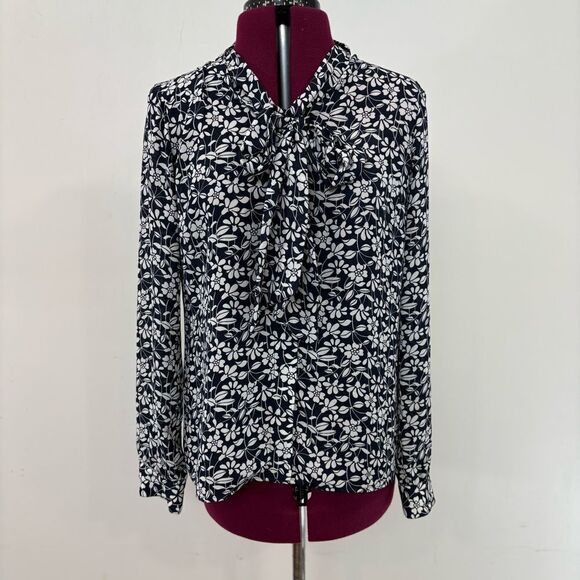 Brooks Brothers Crepe Floral Print Bow Blouse sz 4 - Picture 1 of 11